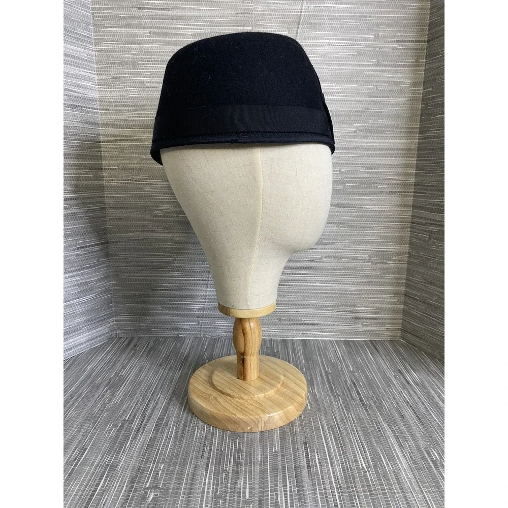 MSRP $46 Nine West Wool Felt Bow Cloche‎ Black One Size